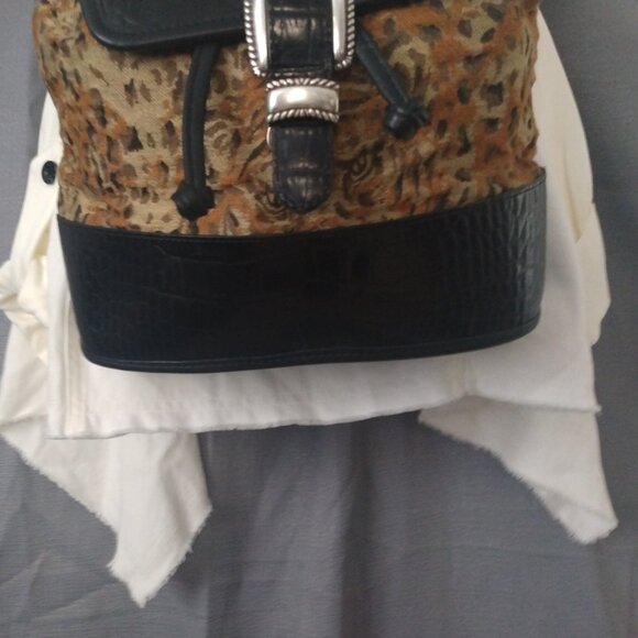 ❤️3 BRIGHTON Croc Leather & Leopard Top Handle / Backpack Bag Purse +Dustbag+FOB main image 4